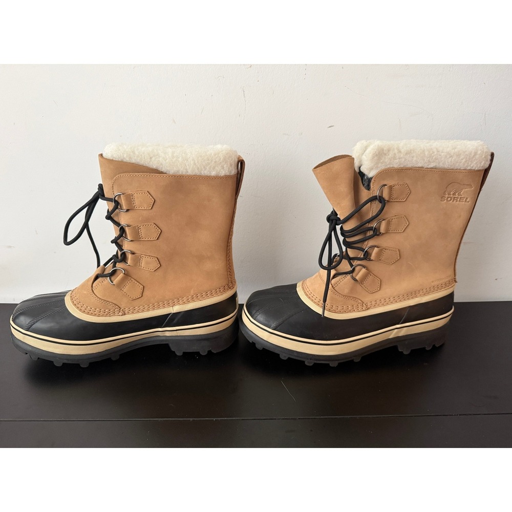 Sorel Caribou Mens Waterproof Winter Snow Boots Buff Tan NM1000-281 Size 11